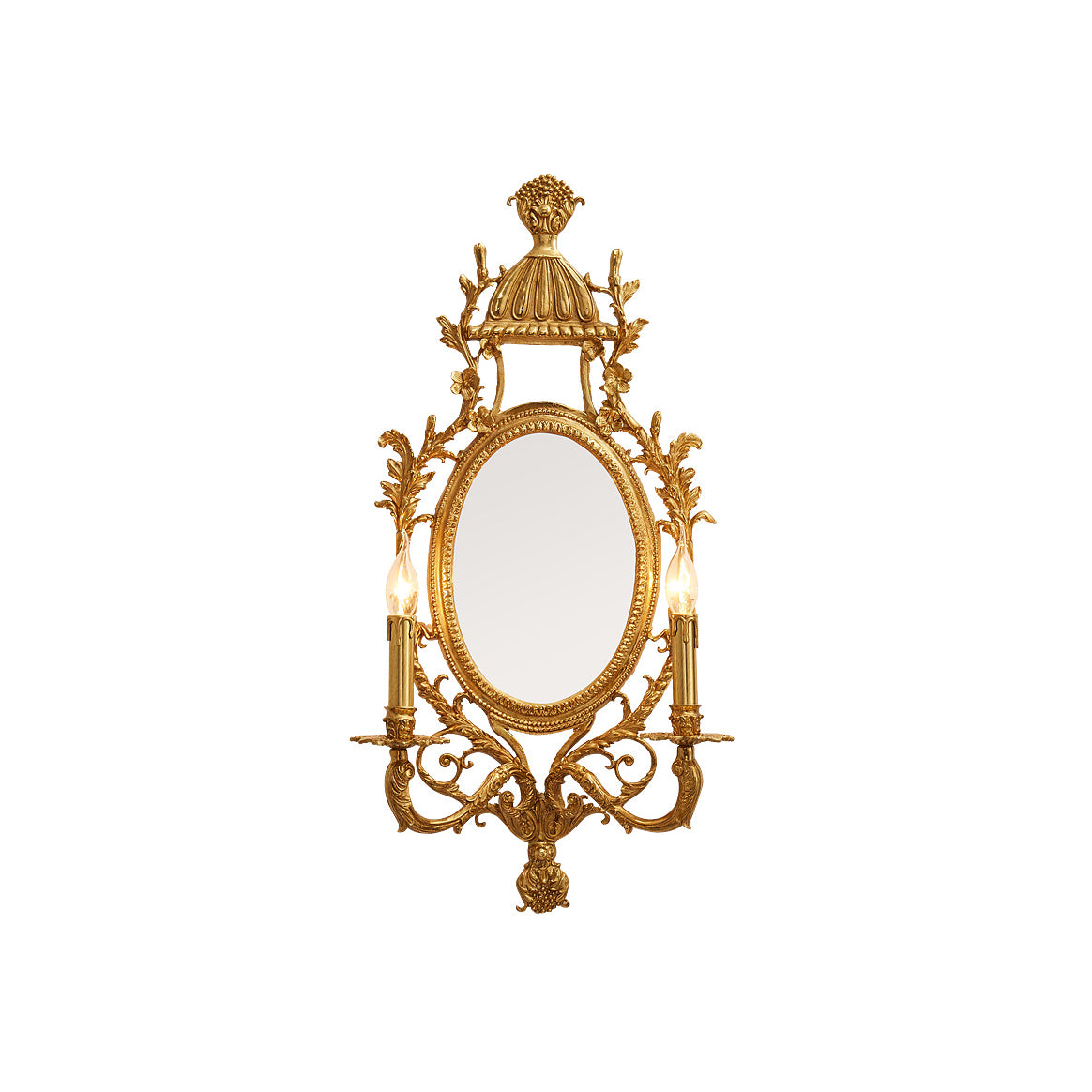 Vesparo Brass Carved Mirror Wall Lamp