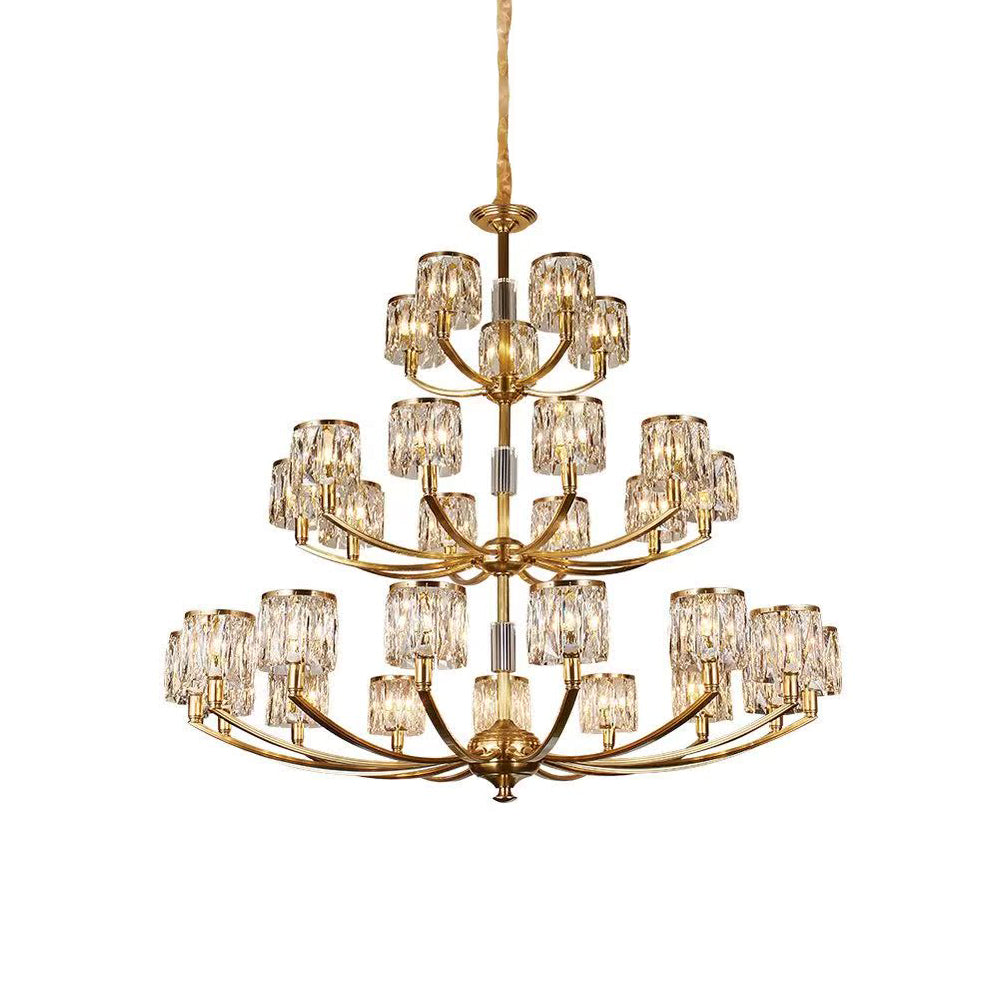 Granesco Column Crystal Brass Chandelier