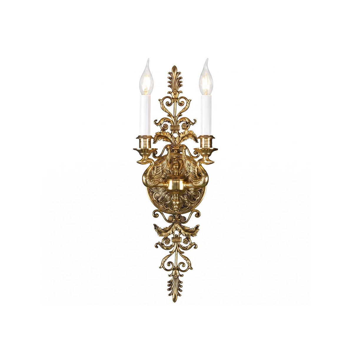 Sibilla Brass Double-Candle Wall Sconce
