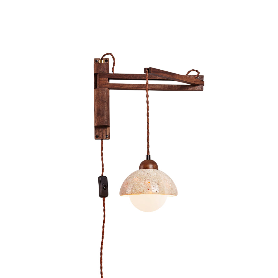 Arco Travertine Swing Arm Plug-in Sconce