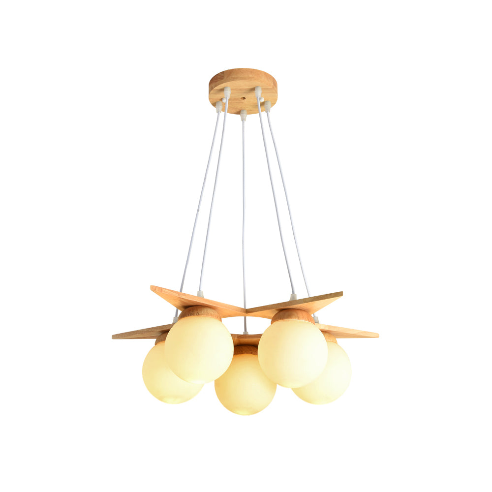 Sagreno Star Wooden With Glass Chandelier
