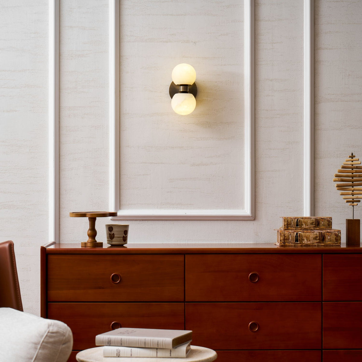 Mastone Dual Globe Alabaster Wall Lamp