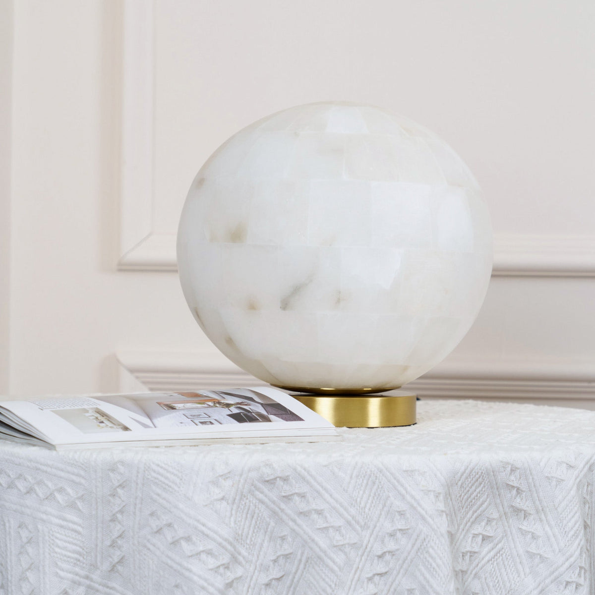 Arbana Alabaster Ball Table Lamp