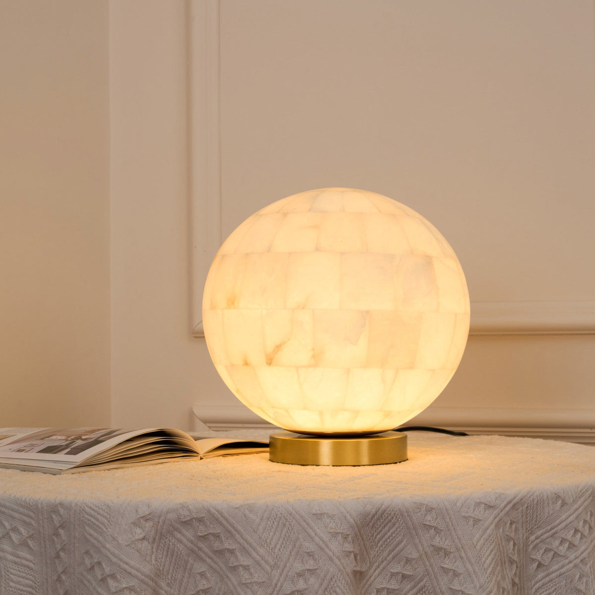Arbana Alabaster Ball Table Lamp