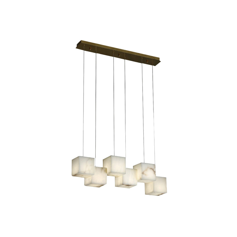 Dormano Box Alabaster Linear Chandelier