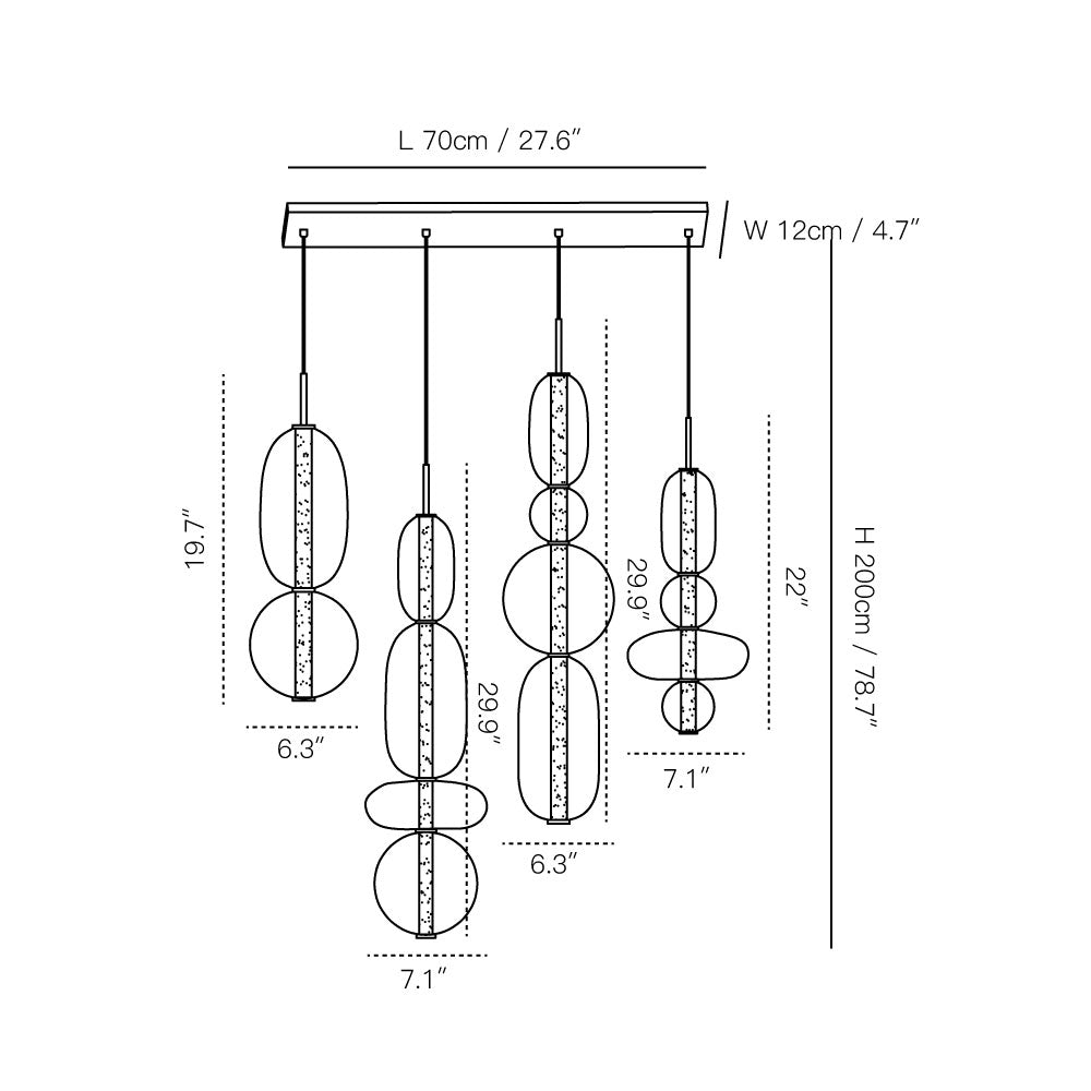 Paestum Glass Chandelier