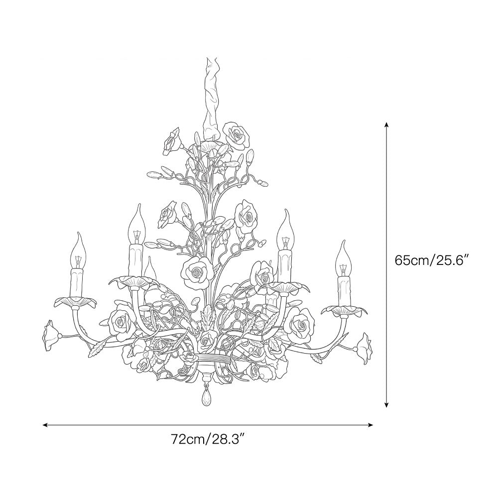 Ormeno Rose Ceramic Vine Chandelier