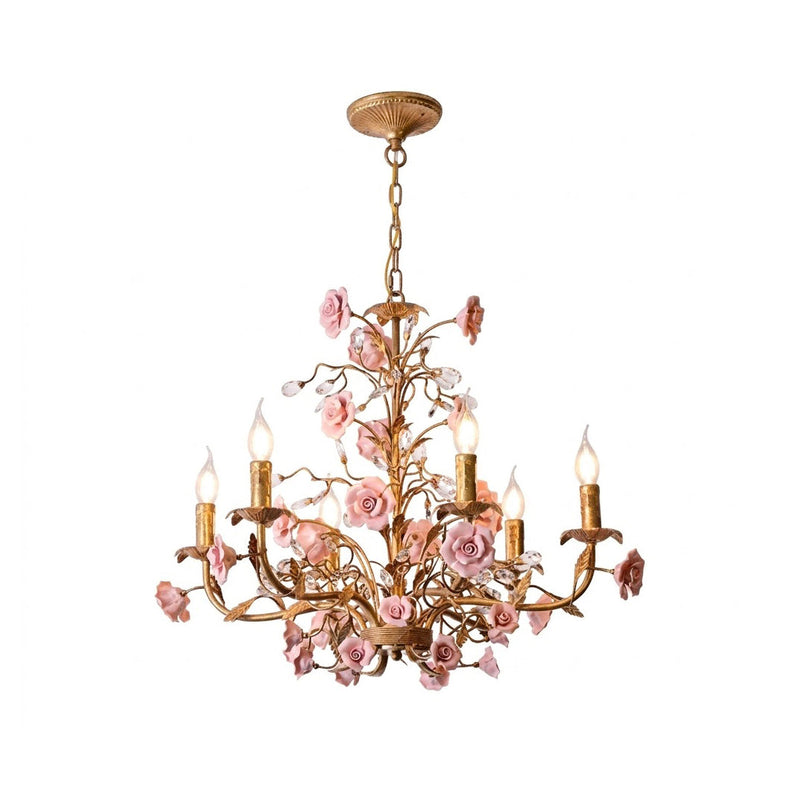 Ormeno Rose Ceramic Vine Chandelier
