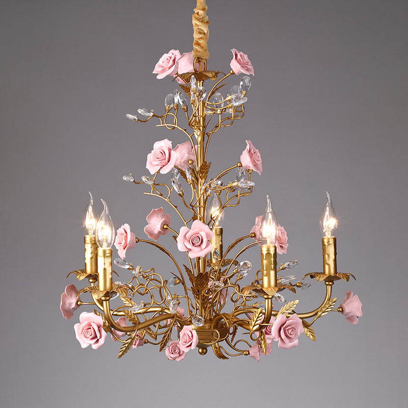 Ormeno Rose Ceramic Vine Chandelier
