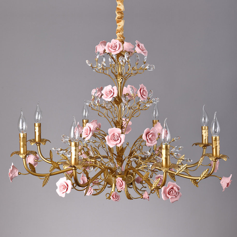 Ormeno Rose Ceramic Vine Chandelier