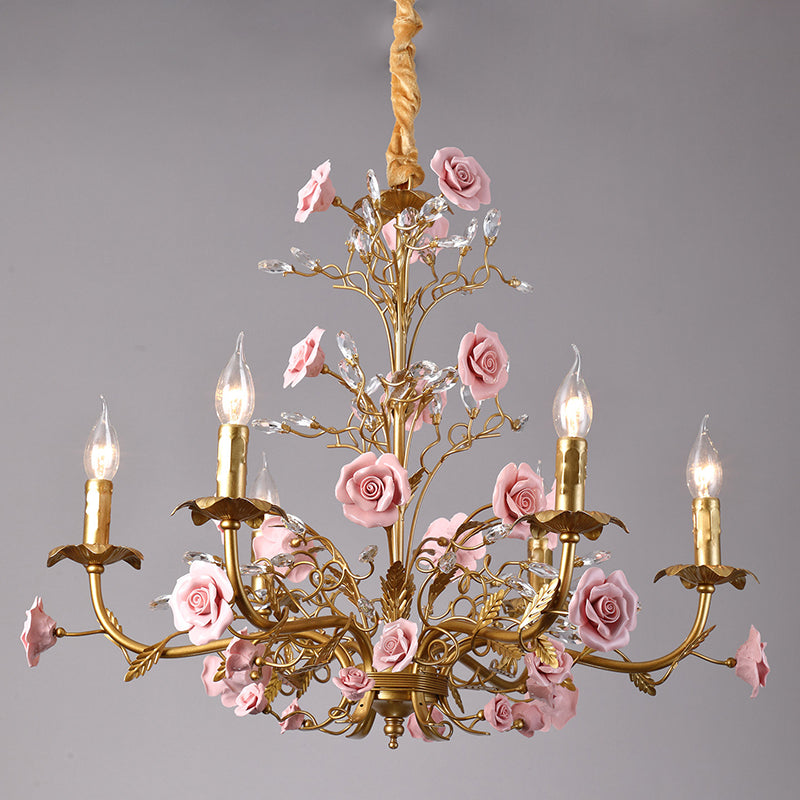 Ormeno Rose Ceramic Vine Chandelier
