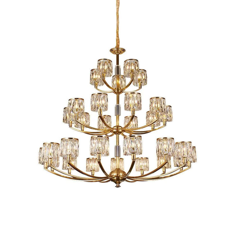 Granesco Column Crystal Brass Chandelier
