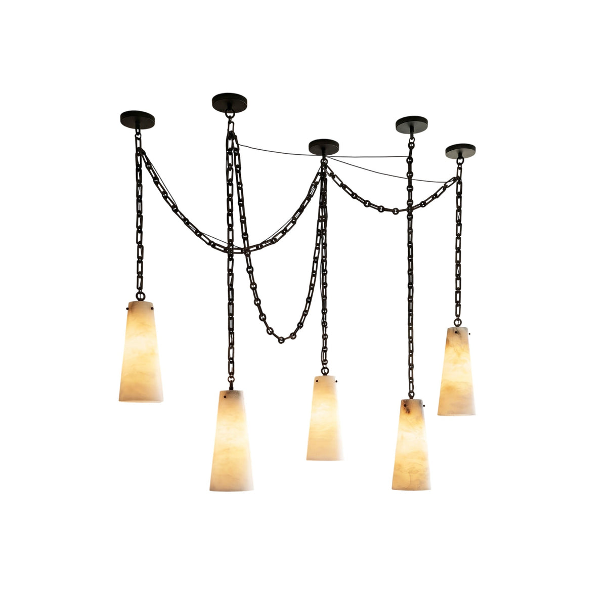 Falcella Industrial Cascade Chain Alabaster Chandelier