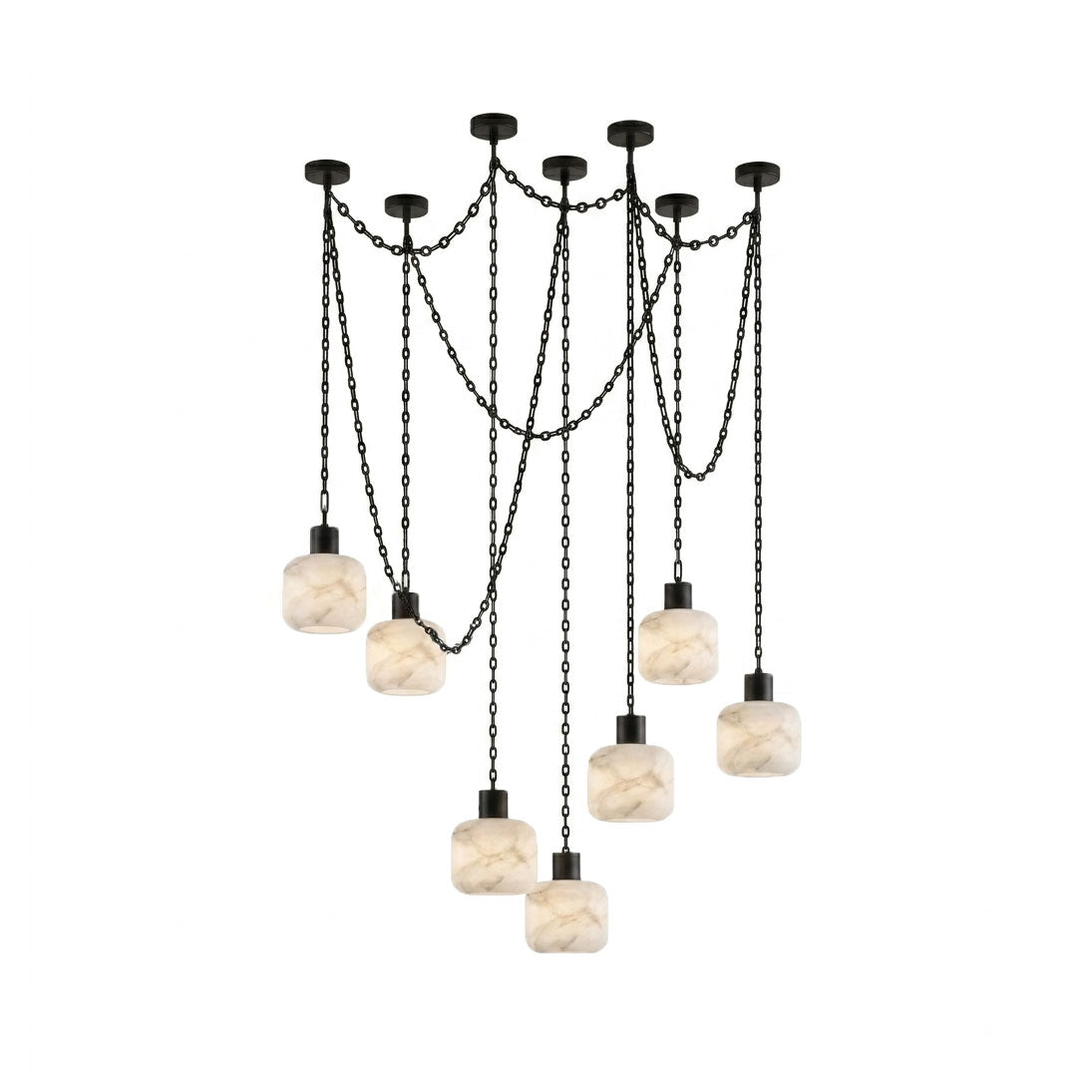 Belleno Column Natural Alabaster Chain Chandelier
