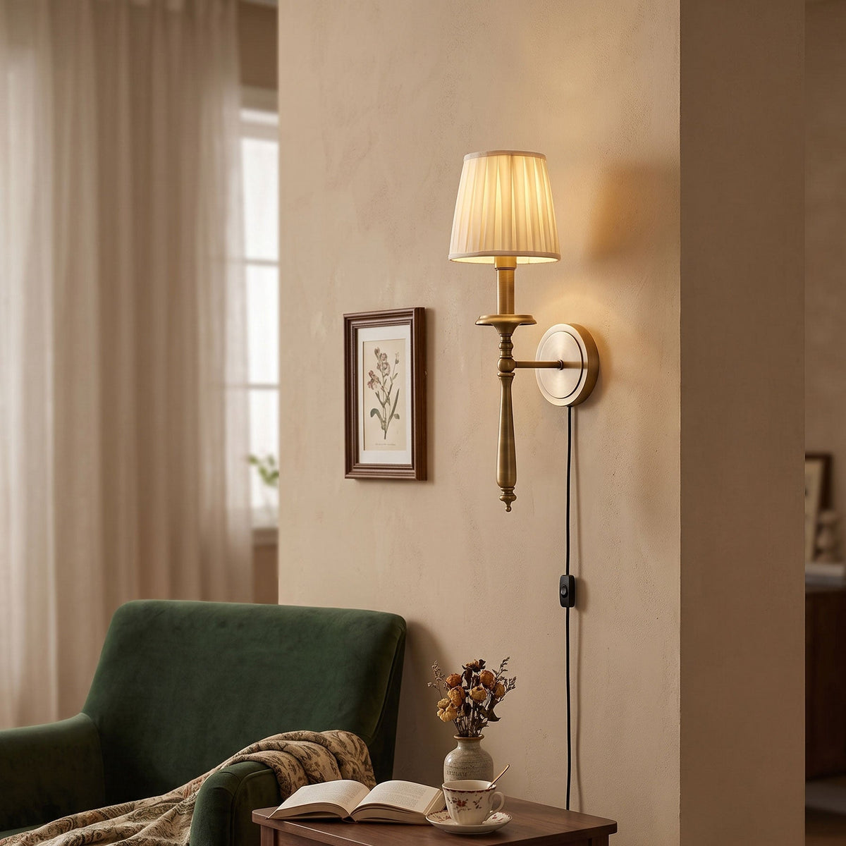 Ludovico Plug-in Brass Wall Sconce