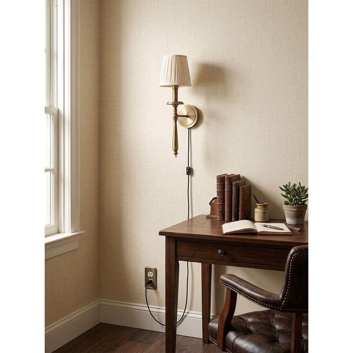 Ludovico Plug-in Brass Wall Sconce