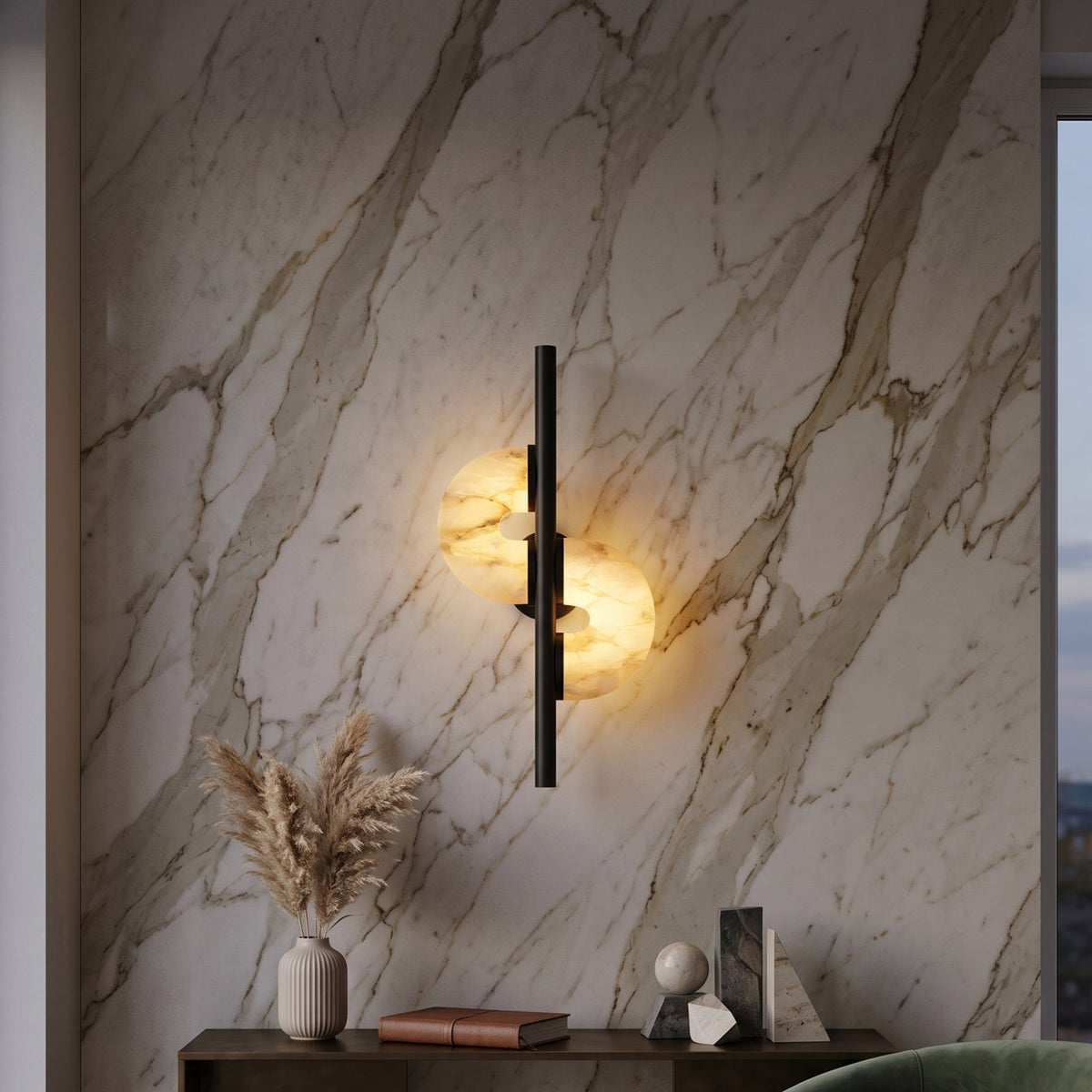 Sibilla Dual Disc Alabaster Wall Sconce