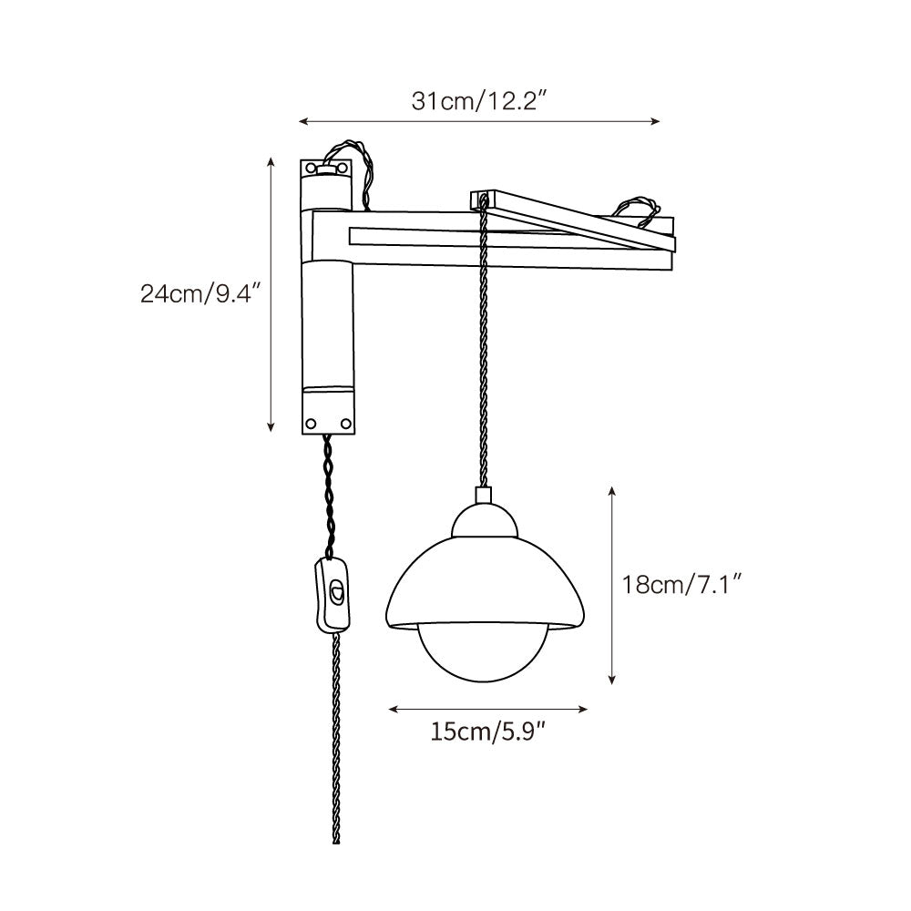 Arco Travertine Swing Arm Plug-in Sconce