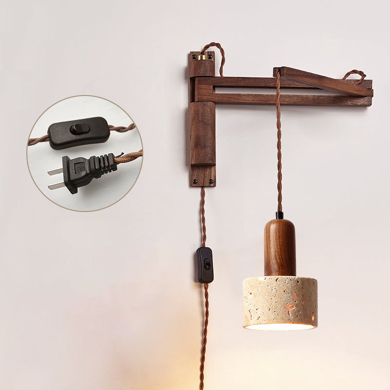 Arco Travertine Swing Arm Plug-in Sconce