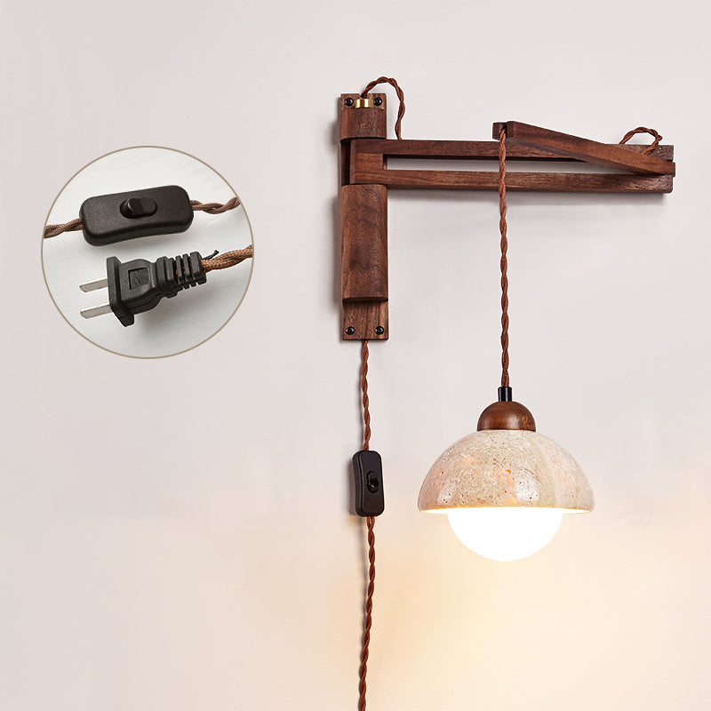 Arco Travertine Swing Arm Plug-in Sconce