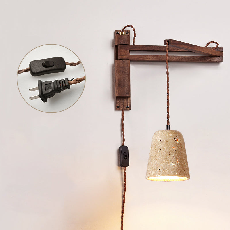 Arco Travertine Swing Arm Plug-in Sconce