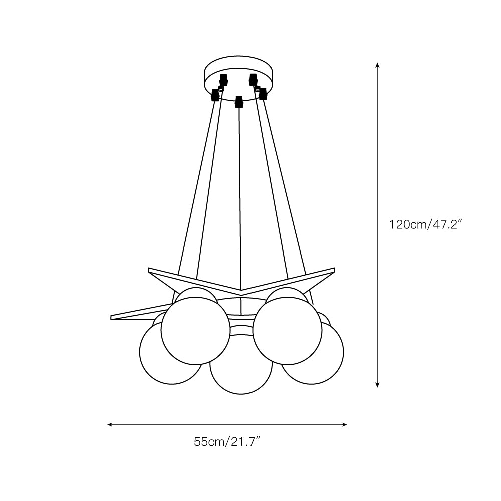 Sagreno Star Wooden With Glass Chandelier