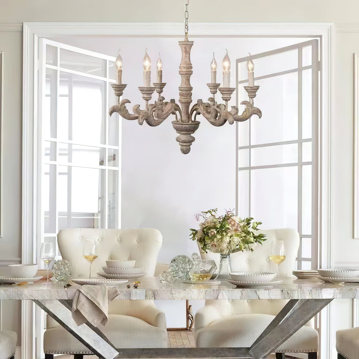 Salano Roman Wooden Column Chandelier