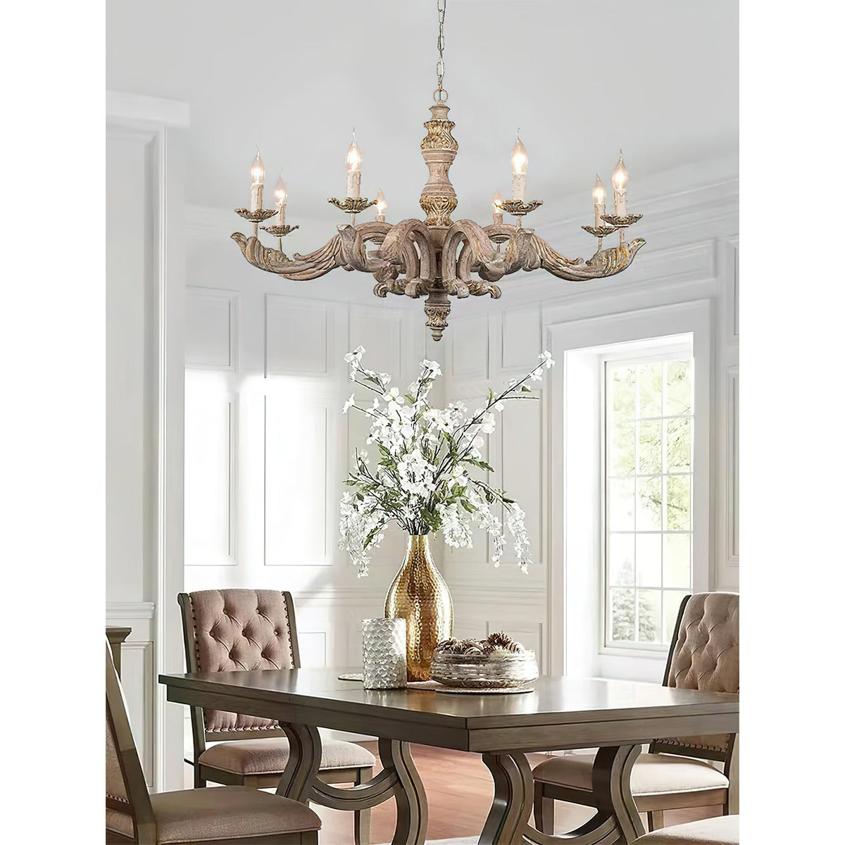 Salano Roman Wooden Column Chandelier