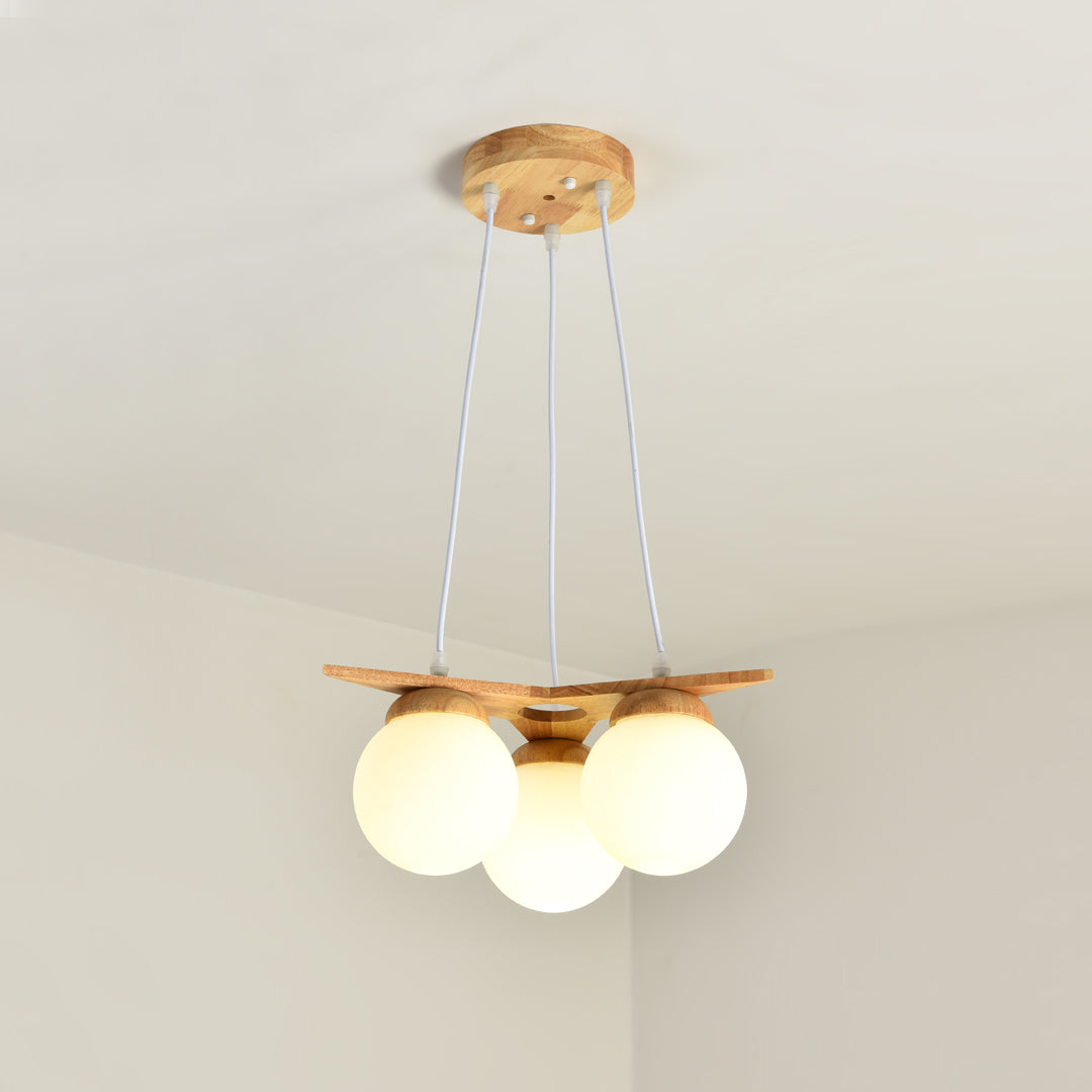 Sagreno Star Wooden With Glass Chandelier