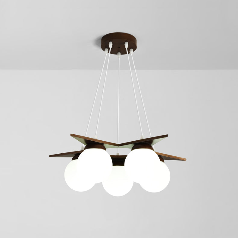 Sagreno Star Wooden With Glass Chandelier