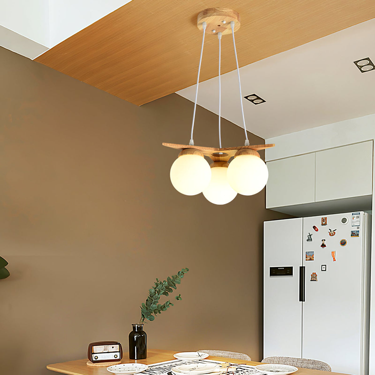 Sagreno Star Wooden With Glass Chandelier